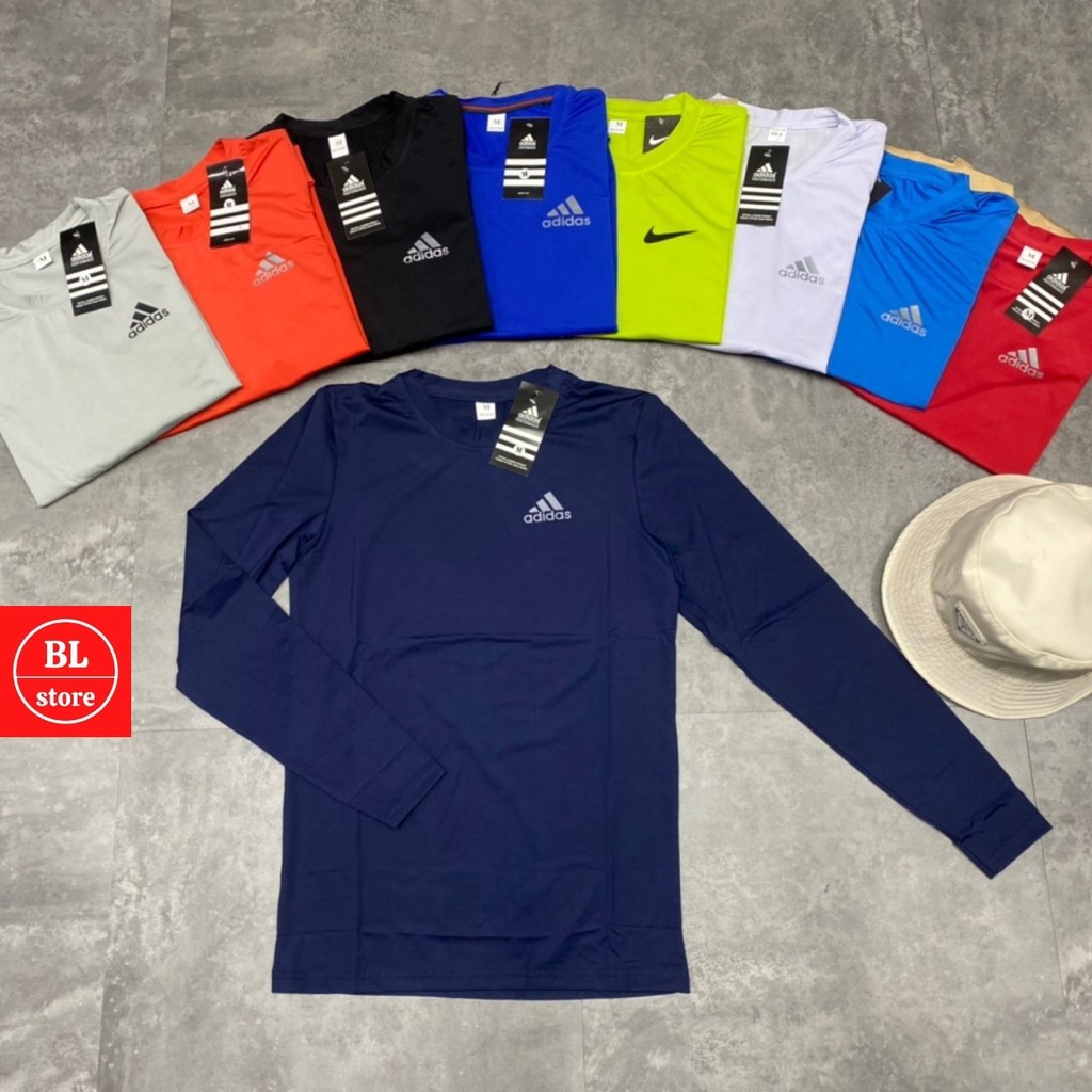 Áo thun nam tập gym body cổ tròn, Áo giữ nhiệt nam dài tay đá bóng