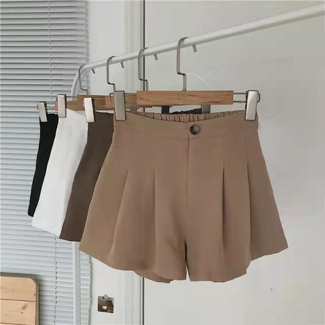 [Linin] Quần Short Dáng Chữ a Ống Rộng Lưng Cao Xếp Ly Phong Cách Mới Cho Nữ