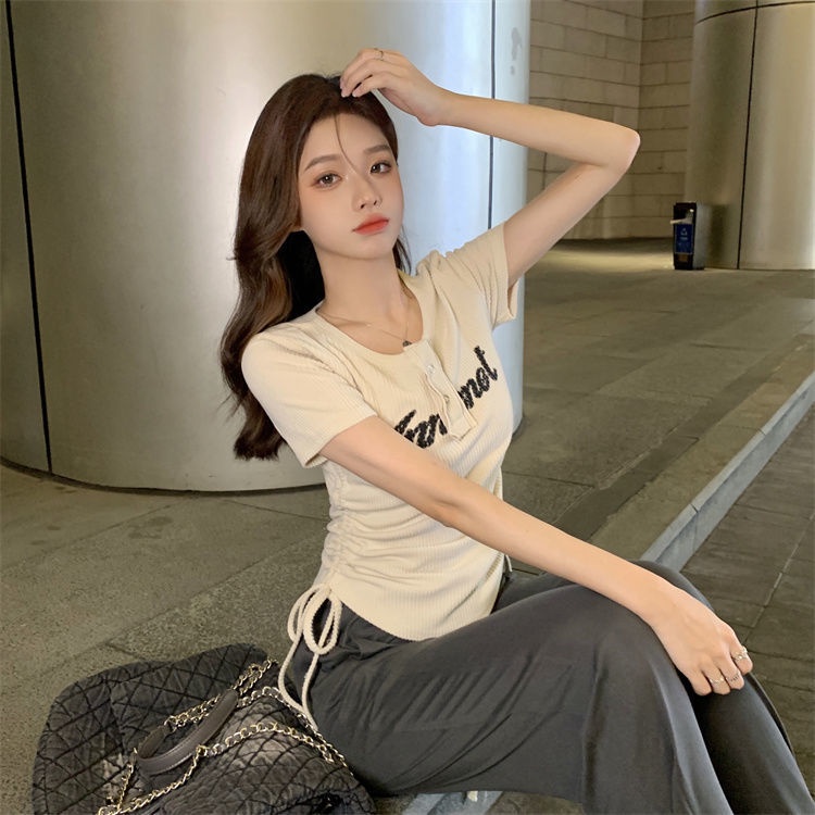 Áo Thun Tay Ngắn Phối Dây Rút Thời Trang 2022 JL-TX-221