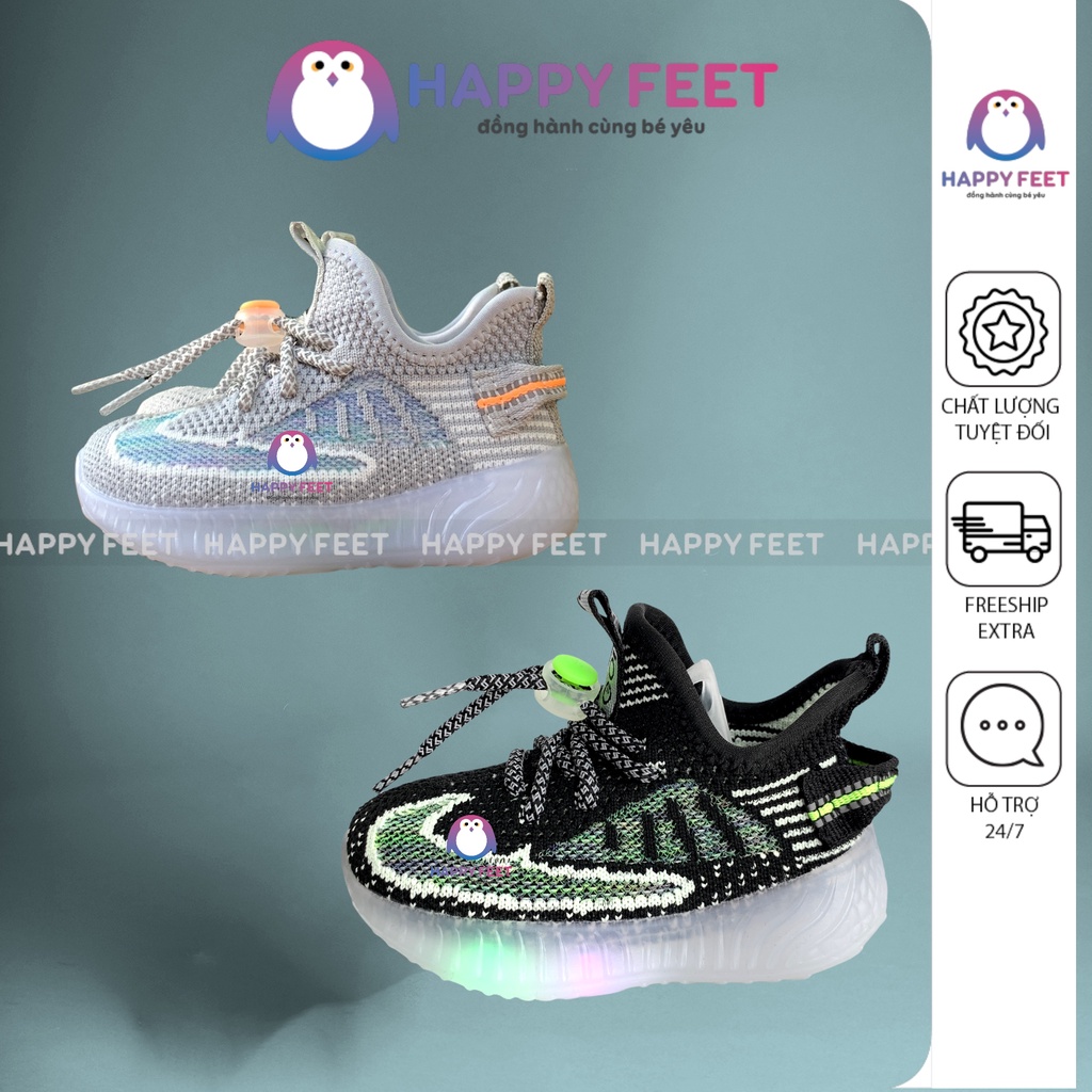 Giày thể thao bé trai bé gai Happy Feet dáng xỏ lười đế đèn led- HF 050