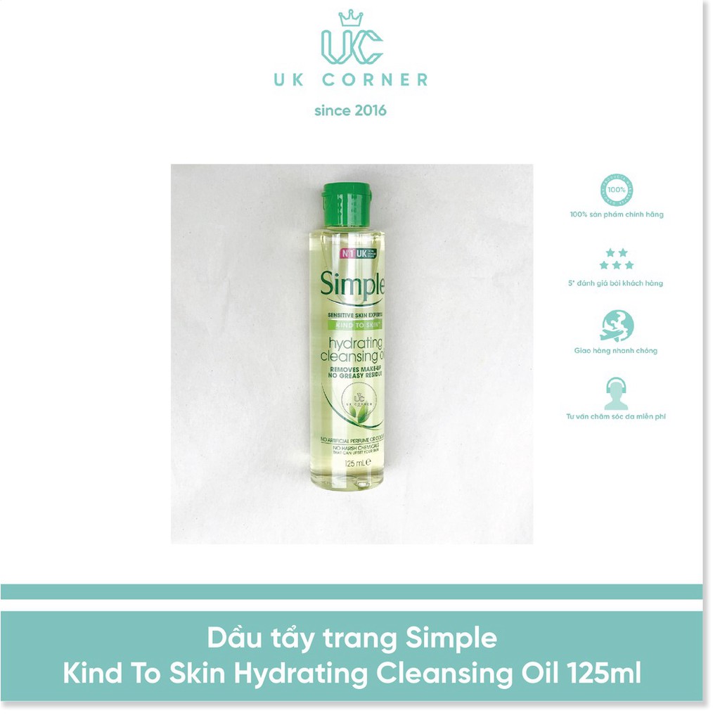 [Mã giảm giá] Dầu tẩy trang Simple Kind To Skin Hydrating Cleansing Oil 125ml