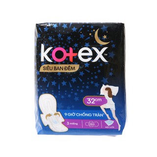 Băng vệ sinh Kotex ban đêm cánh chông tràn 3 miếng 32cm-Alotaphoa