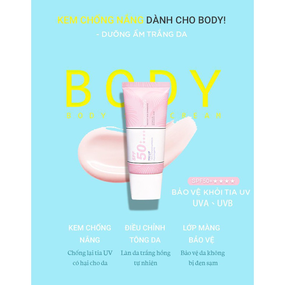 Kem chống nắng MKUP dưỡng trắng da toàn thân SPF 50+ -50ml