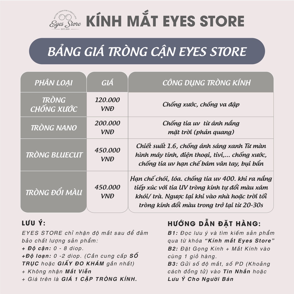 Gọng Kính Cận Nam Nữ EYESSTORE 8061 - Nhựa Cứng