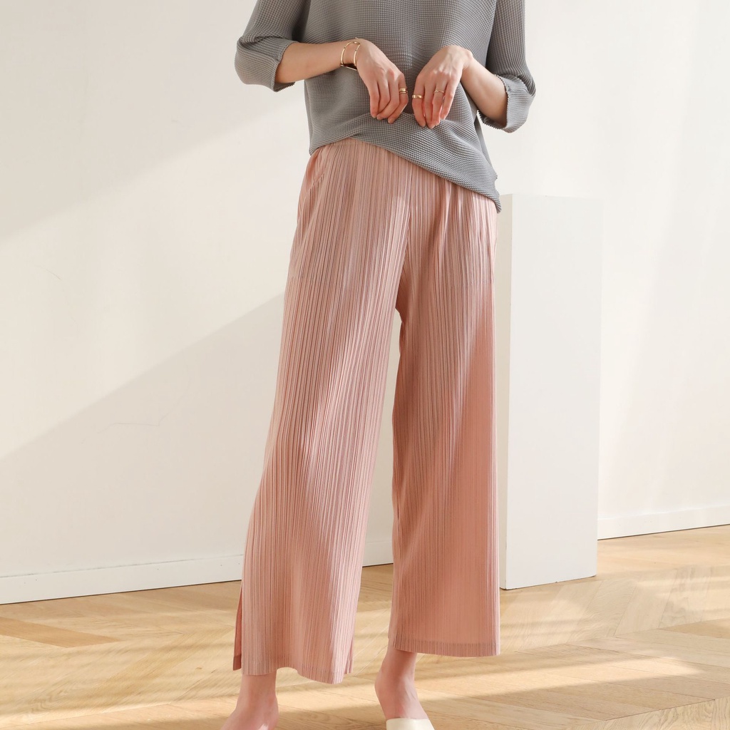 Quần Dài Dáng Rộng Ống Đứng Phong Cách Issey Miyake Chất Lượng Cao Thời Trang Xuân Hè Dễ Phối Đồ
