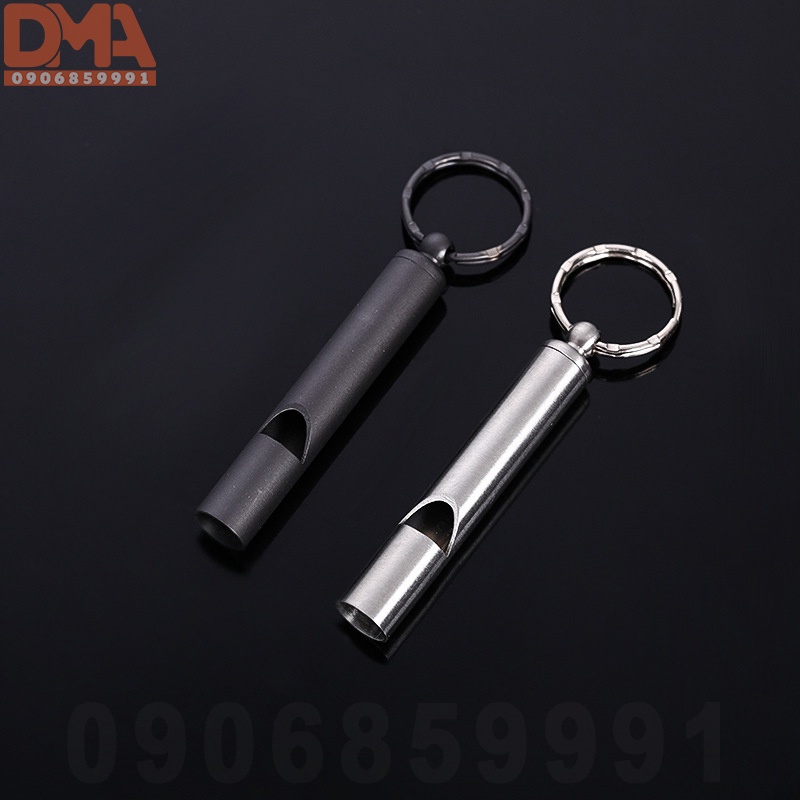 Móc khóa còi dạy thú,sinh tồn dã ngoại inox EDC mini