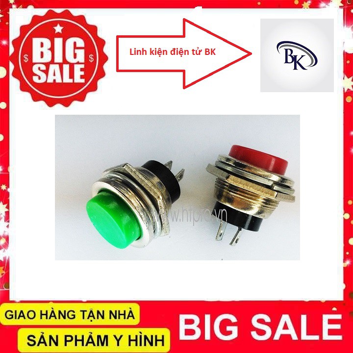 Nút Nhấn Đề 16mm (Đỏ, vàng, xanh)
