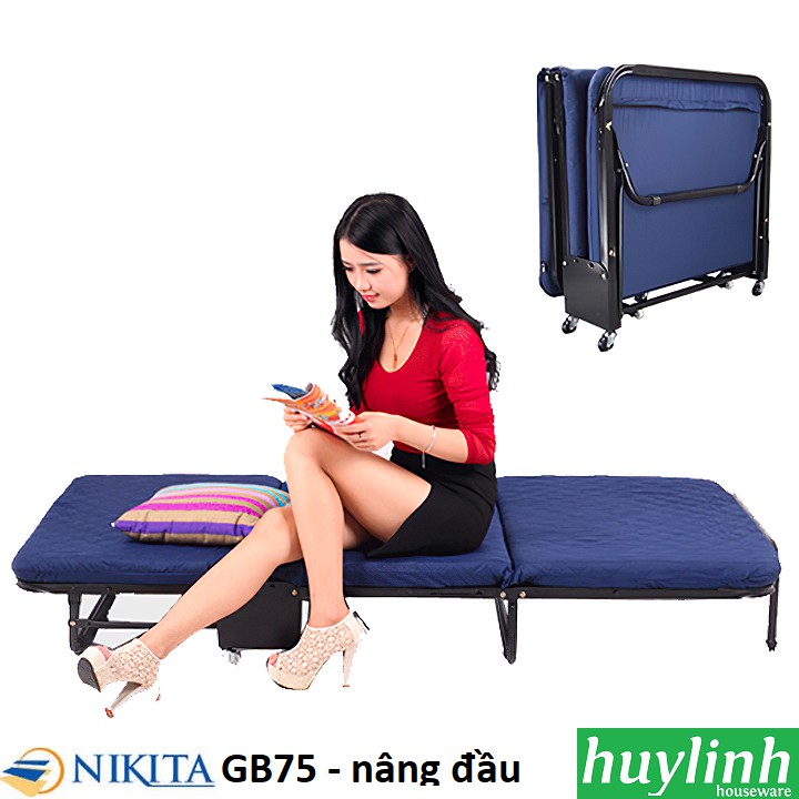 Freeship Giường gấp 3 khúc nâng đầu Nikita GB75 - 75cm