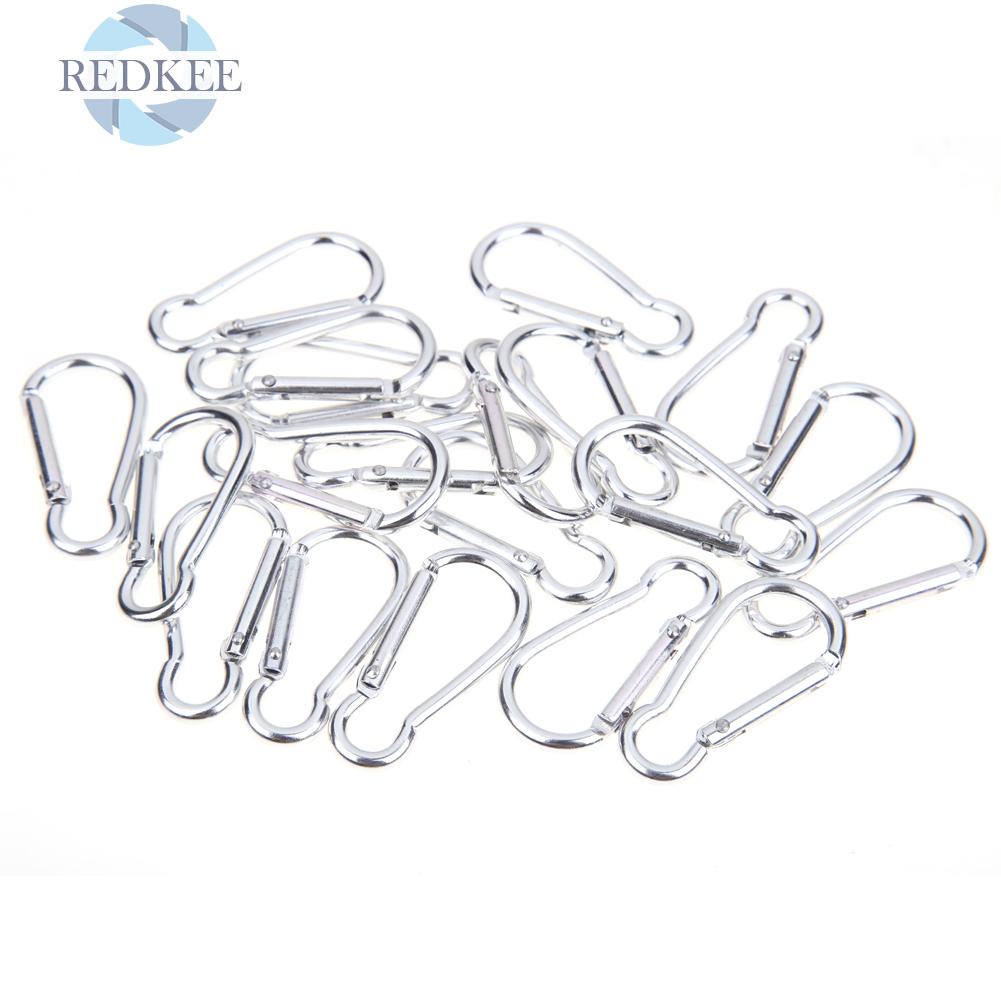 Set 20 móc khóa carabiner chất liệu nhôm màu bạc chất lượng cao