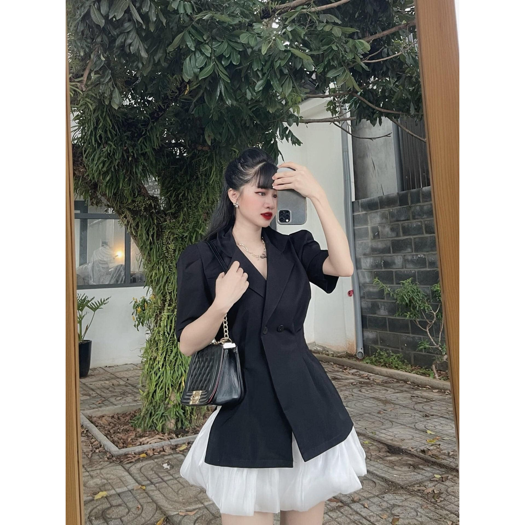 SET ÁO VEST CỘC TAY BỒNG MIX CHÂN VÁY TƠ LÓT QUẦN | BigBuy360 - bigbuy360.vn