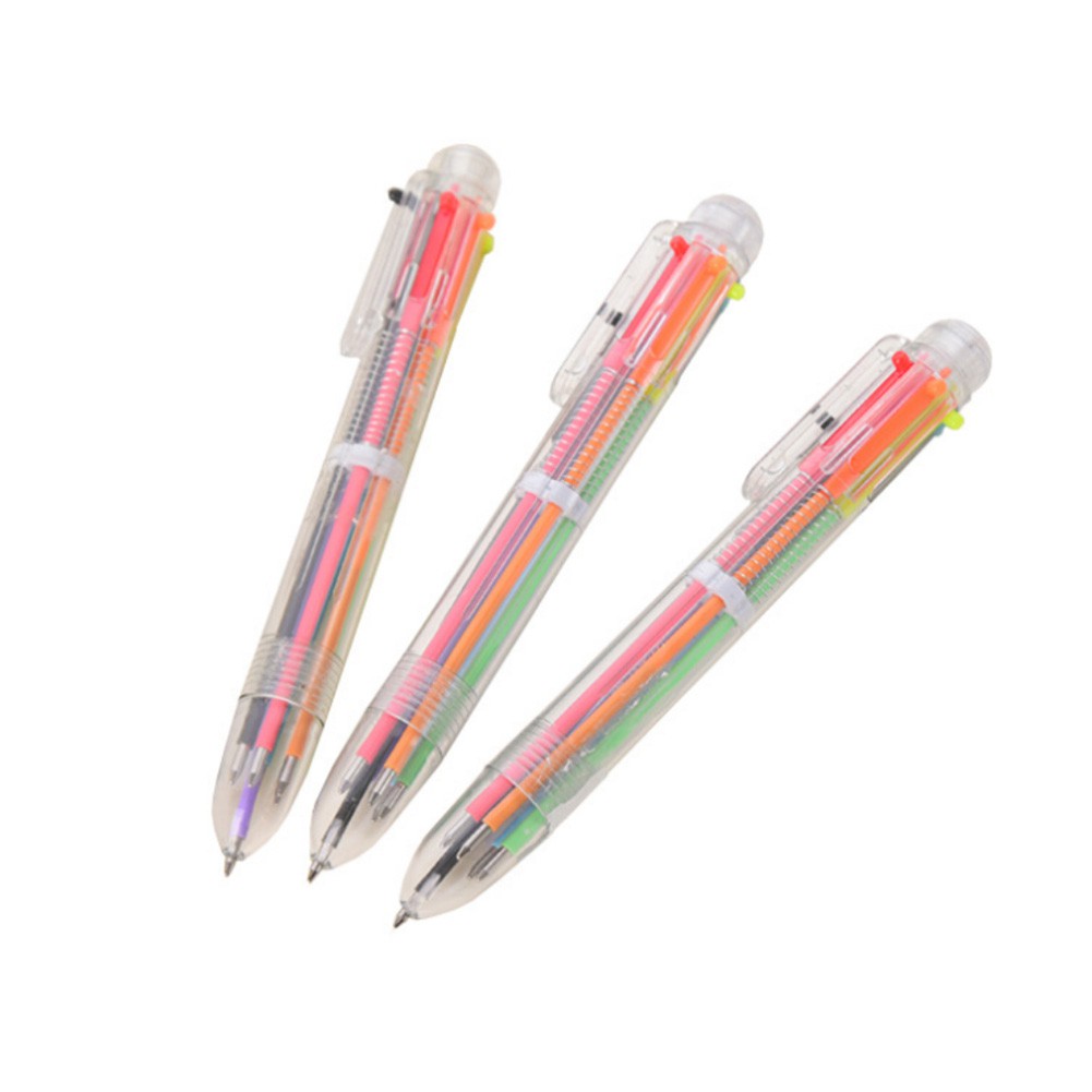 1pcs creative multicolor ballpoint pen Multifunctional press color personality oil pen stationery 6 color pen My living