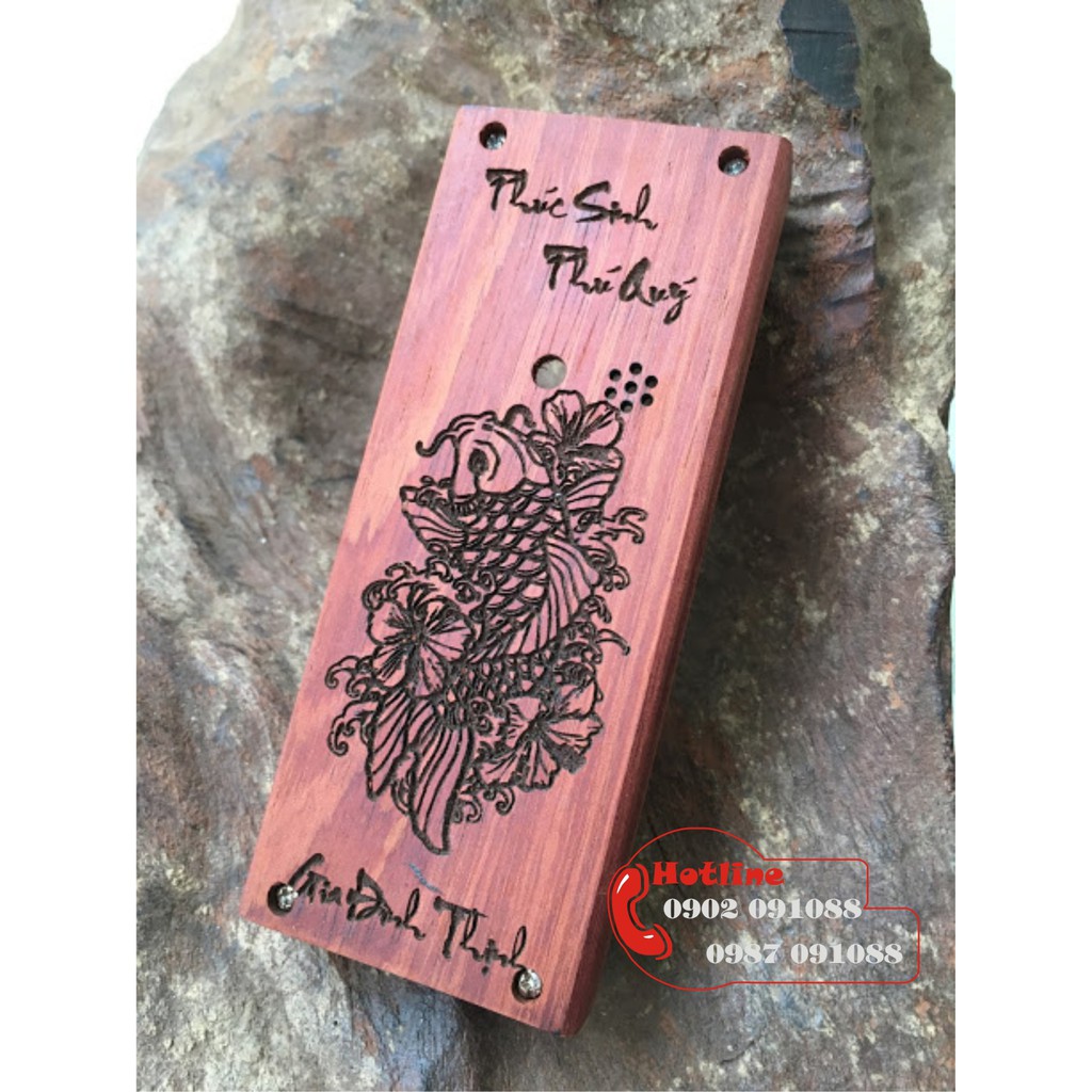 Vỏ gỗ điện thoại 6300 - Cá Chép hóa rồng - Gỗ hương