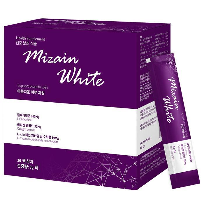 Bột Uống Trắng Da Mizain White Hàn Quốc Bột Uống Hỗ Trợ Làm Trắng Da Chống Lão Hóa
