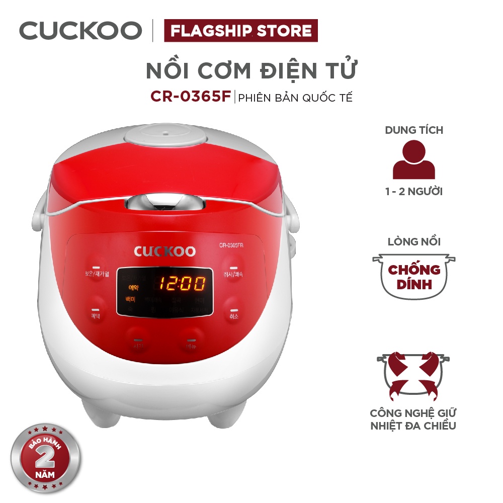 [Mã ELHADEV giảm 4% đơn 300K] Nồi cơm điện tử CUCKOO 0.54 lít CR-0365F - Hàng chính hãng - Chất lượng Hàn Quốc