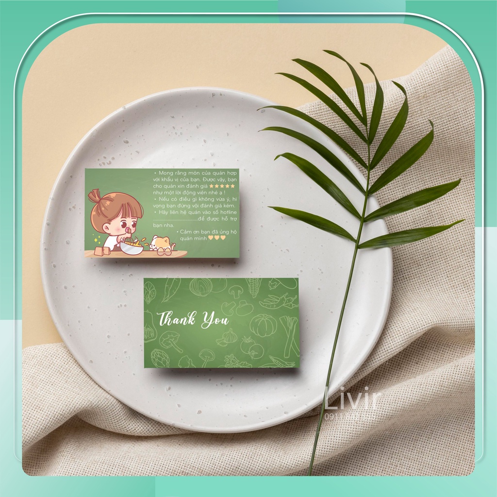 100 Thiệp/Thẻ Cảm ơn - Card in chữ Thank you dành cho quán ăn