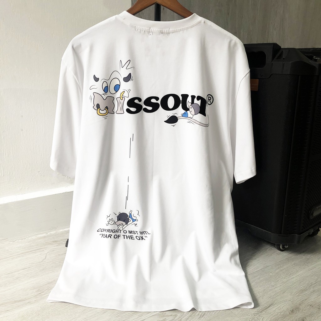 Áo thun tay lỡ MISSOUT Bò sữa,  áo thun cotton nam nữ unisex , Dricco_offcial