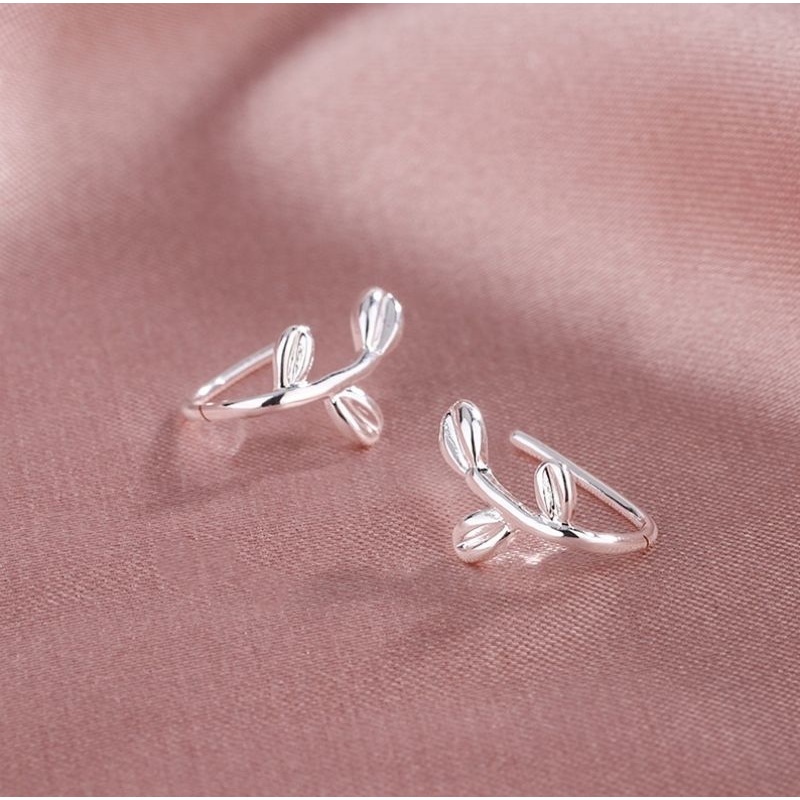 Hoa tai bạc S925 - Bông tai nữ bạc Ý đeo 2 kiểu hình cây Threeleaves dễ thương Zaza accessories KT8003