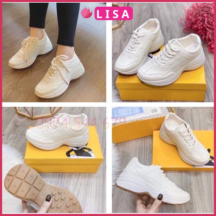 Giày Nữ, Giày Thể Thao Da Mềm Độn Đế 5cm Kiểu Dáng Hàn Quốc Nhỏ Gọn, Xinh Xắn,FULL BOX  M63 -- Lisa