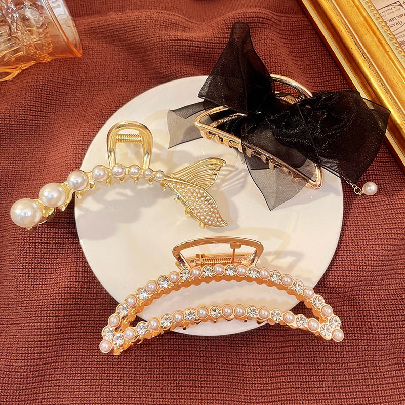 Kẹp Tóc Kim Loại Đính Ngọc Trai Nhân Tạo Thời Trang Nữ Tính