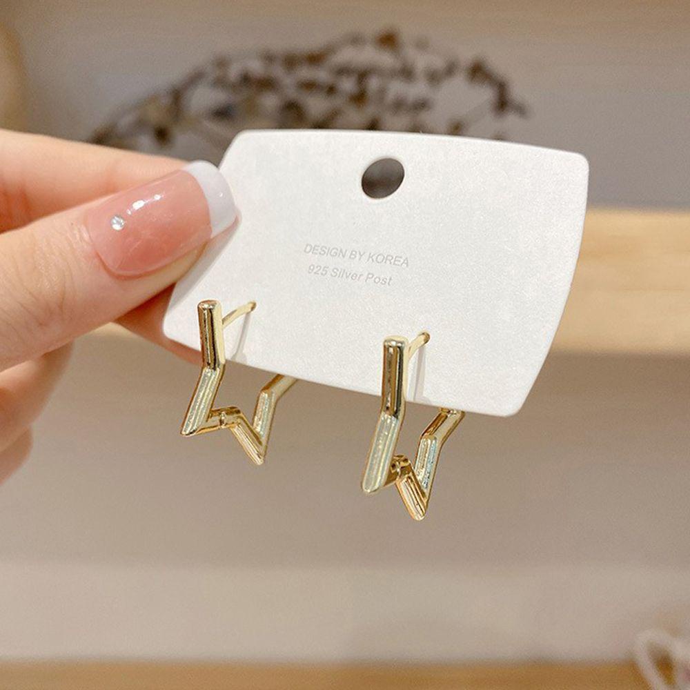 Khuyên Tai Thiết Kế Đơn Giản Độc Đáo Cho Nữ|Nhẫn Kim Loại Hình Ngôi Sao Sang Trọng