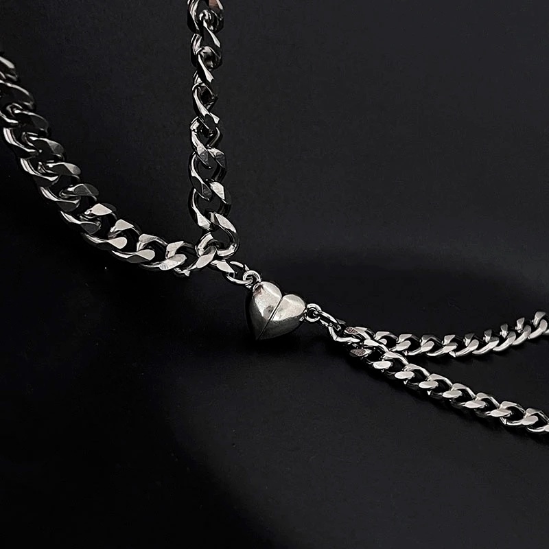 Set 2 vòng tay kim loại mặt hình trái tim cho cặp đôi