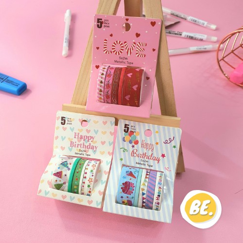 Set Washi tape trang trí ánh kim 5 cuộn Be Tiny