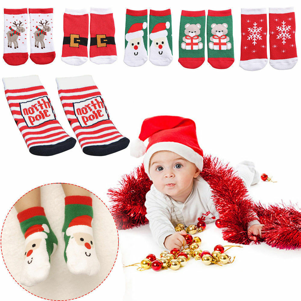 Vớ Cotton Họa Tiết Giáng Sinh Đáng Yêu Cho Bé Gái
