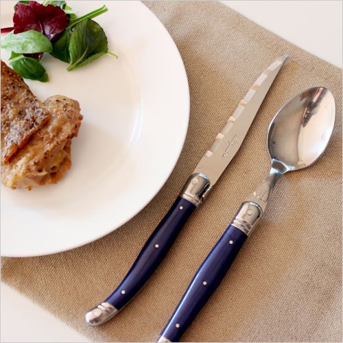 Bộ DAO THÌA DĨA (muỗng, nĩa) inox 304 Pháp Cán nhựa Màu navy | Sa Maison x Jean Dubost