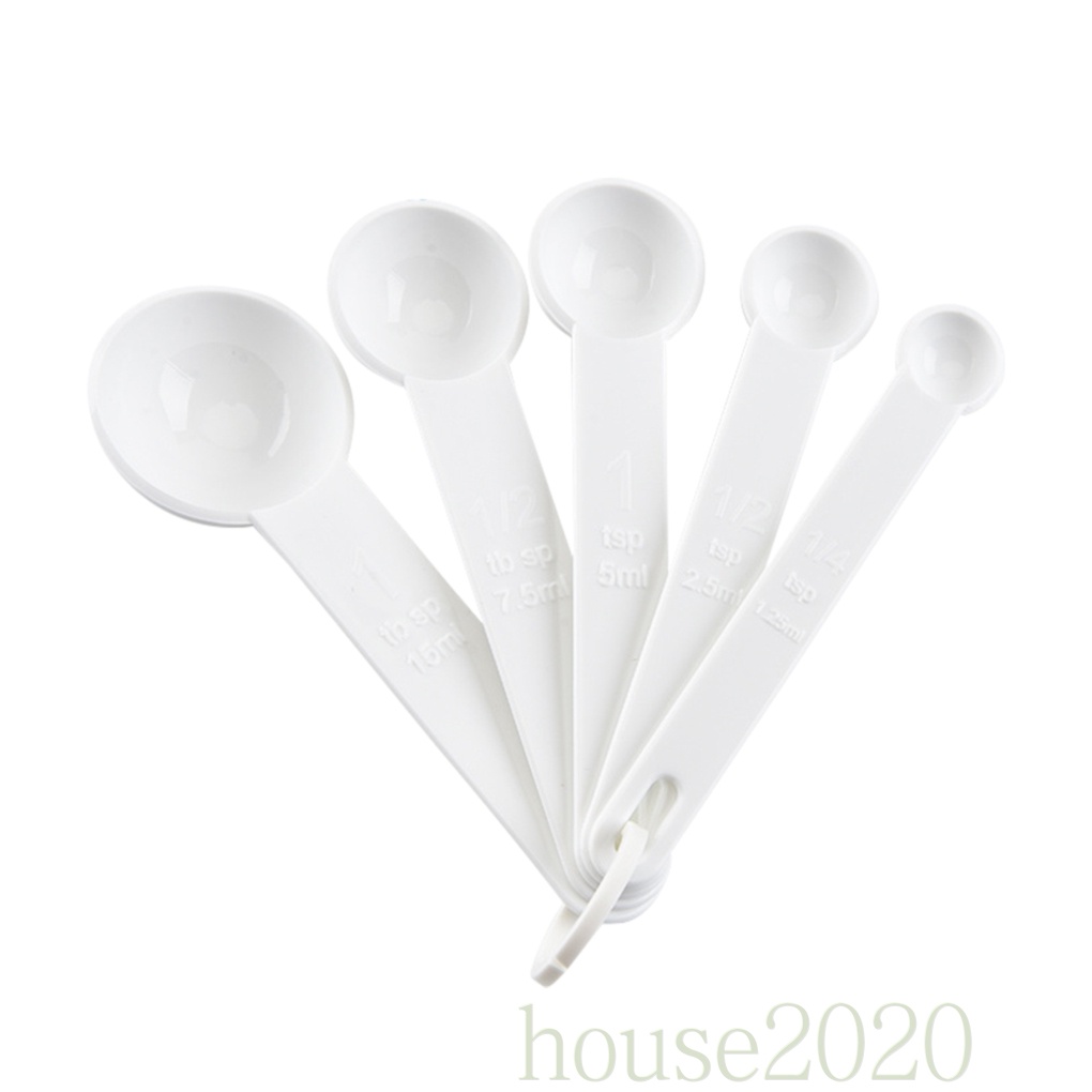 Set 5 Muỗng Đo Lường Gia Vị Nấu Ăn Diy Bằng Nhựa Màu Trắng 2020
