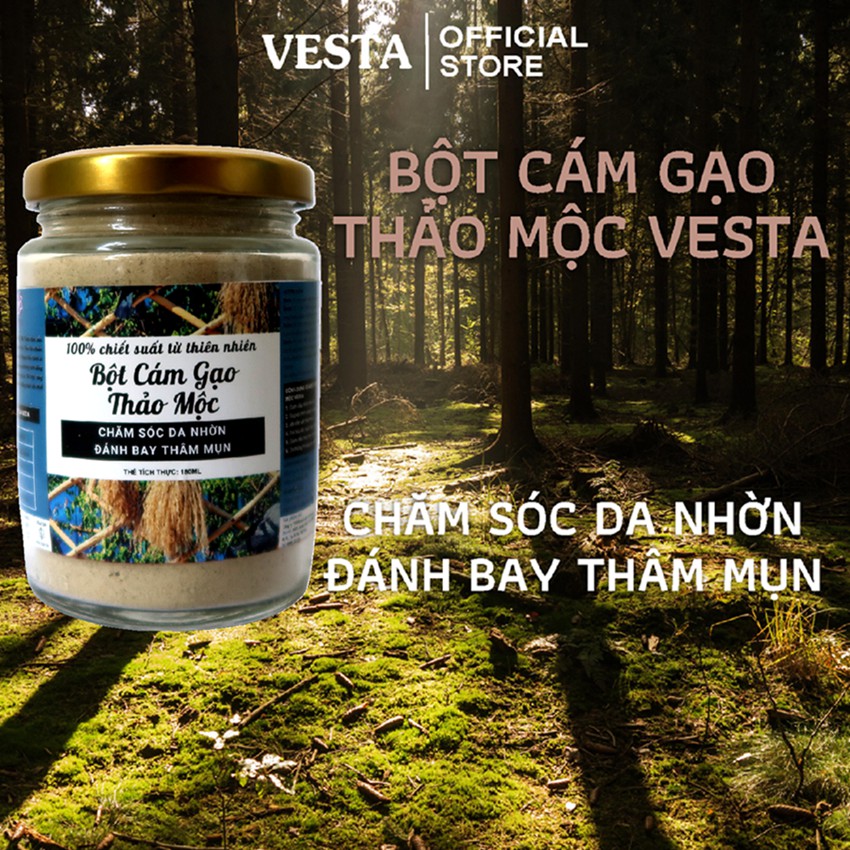 Bột Cám Gạo Thảo Mộc Nguyên Chất Vesta Lọ 180ml