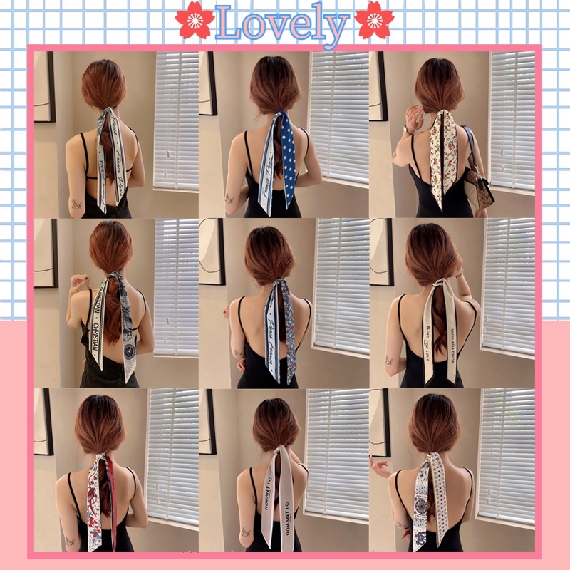 Dây Buộc Tóc Vải Satin Dáng Dài Thắt Nơ Kiểu Pháp Cổ điển Dễ Thương Hàn Quốc