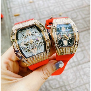 Cặp Đôi - Đồng Hồ Nam Nữ Hanboro Nam Máy Automatic, Nữ Máy Pin , Dây Cao Su , Size 36mm/48mm FULLBOX