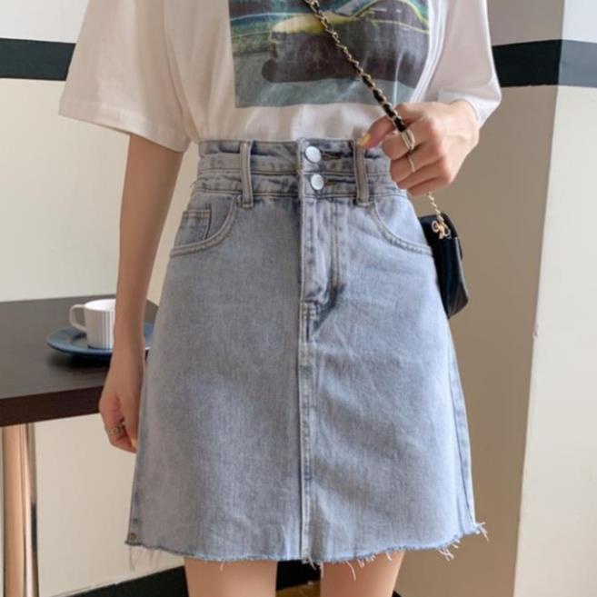 Chân Váy Jean Chữ A Lưng Cao Thời Trang Cho Nữ