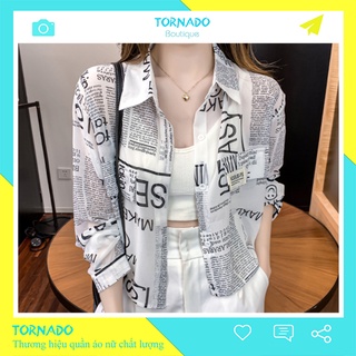 Áo sơ mi nữ hoạ tiết kiểu tờ báo trẻ trung phong cách ulzzang siêu hot TS_A09
