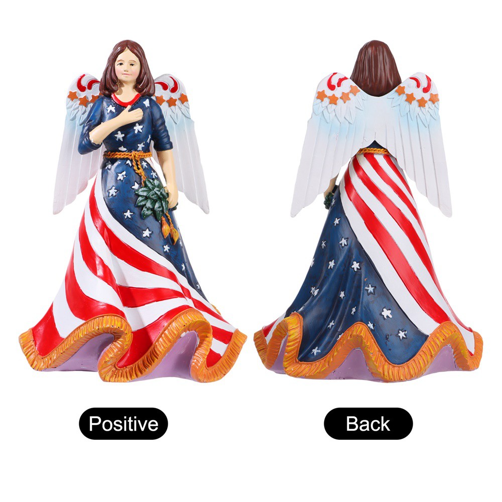 MIOSHOP Crafts Sculpture American Patriotic Independence Day Statue Bring Good Luck Gift Home Decoration Memorial Handmade Angel