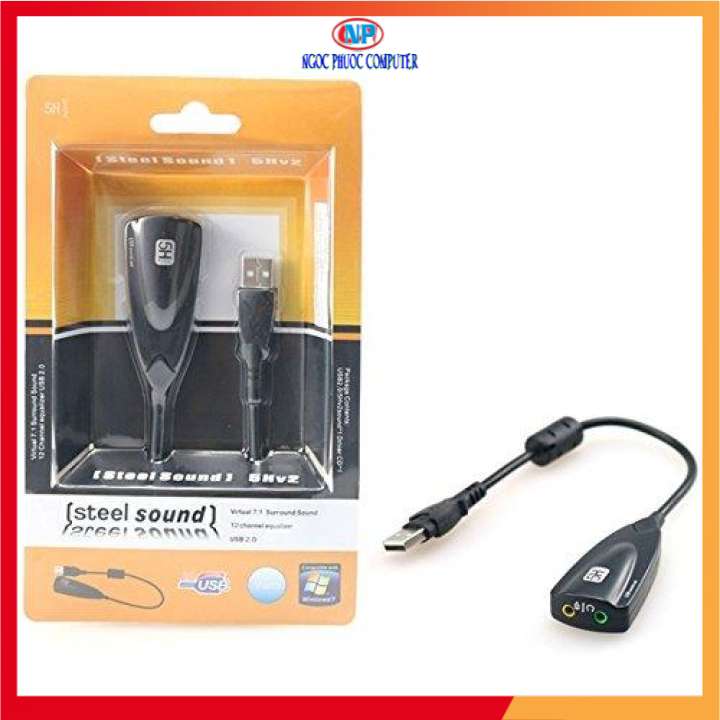 Usb chuyển thành card âm thanh cực chất 7.1 - 5HV2 có dây có thể sử dụng cho máy tính bàn hoặc laptop
