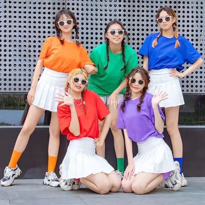 Áo Thun Nam Nữ Nhiều Màu, Áo Phông Trơn Màu Đen Trắng Hồng Cổ Tròn Phom Rộng Suông Basic Mùa Hè Năng Động Loại 1