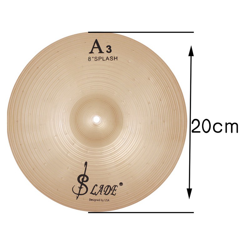 SLADE 8 Inch Bass Drum Crash Cymbal Drum Set Durable Copper Alloy Cymbal for Percussion Instruments Players Beginners