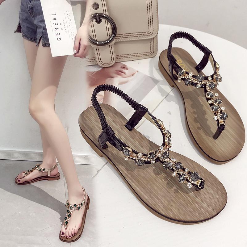 Xăng đan xỏ ngón đính đá xinh xắn cho nữ