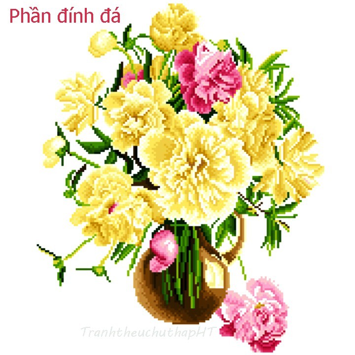 Tranh đính đá Bình hoa nghệ thuật 50*60cm VS075 - tự đính