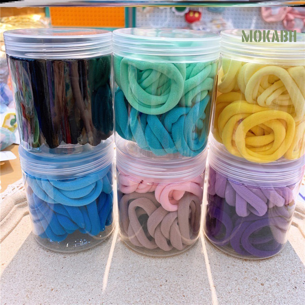 Hộp 50 Dây Cột Tóc Dày Dặn Siêu Co Giãn Chống Trượt Màu Sắc Tinh Khiết