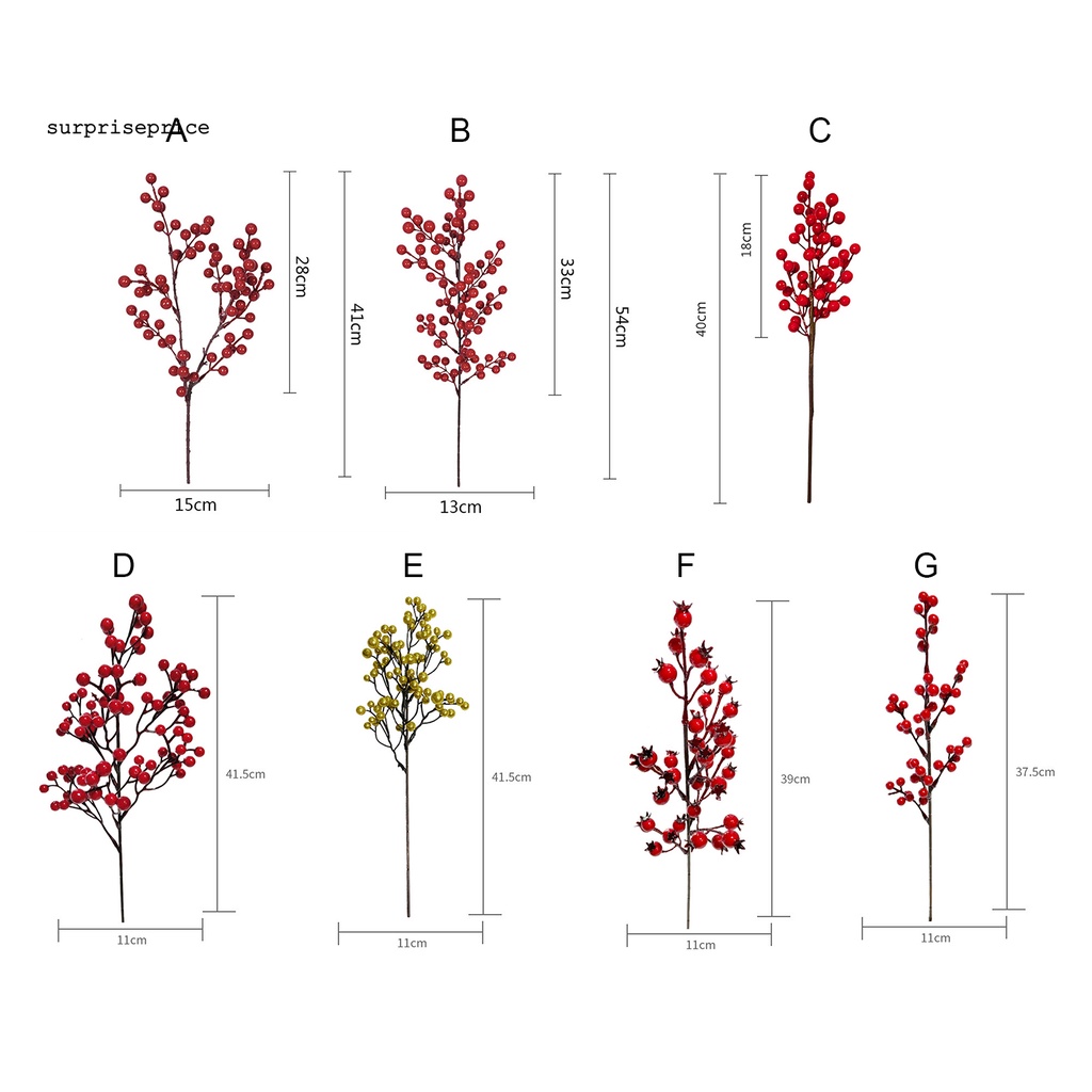 Bó hoa quả mọng nhân tạo dùng trang trí nội thất kiểu giáng sinh