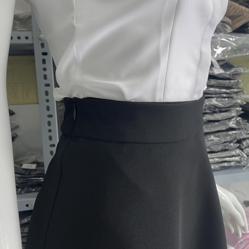 Chân váy xòe công sở HATOP vải tuyết mưa loại 1 màu đen CVXD007