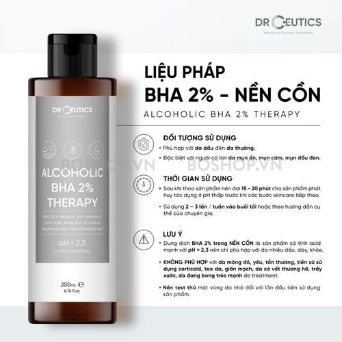 Nước Hoa Hồng BHA 2% Therapy DrCeutics 200ml- Làm Sạch Và Cân Bằng Da