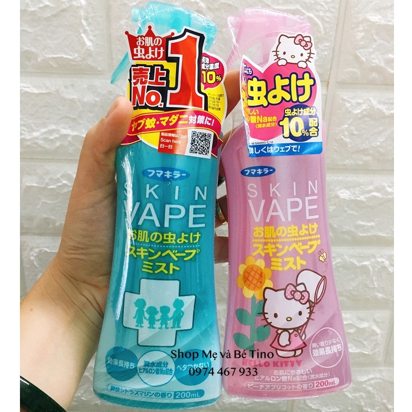 Xịt chống muỗi và côn trùng Skin Vape Nhật Bản 200ml hương Chanh và Đào