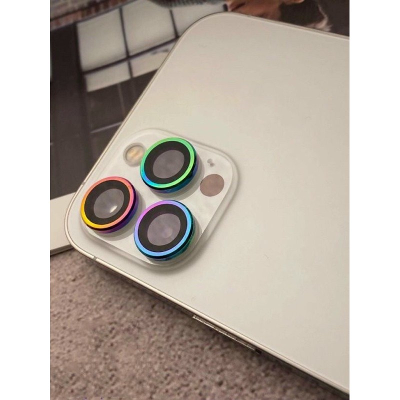 Bộ 3 mắt dán bảo vệ Camera cho iPhone 13 Mini, 13, 13 Pro, 13 Pro Max khung vành nhôm + Kính bảo vệ camera siêu tốt