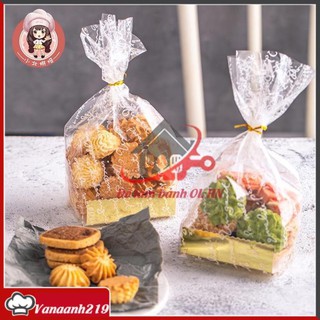 10 Túi đựng bánh quy trong có chữ 23.5x8x6cm