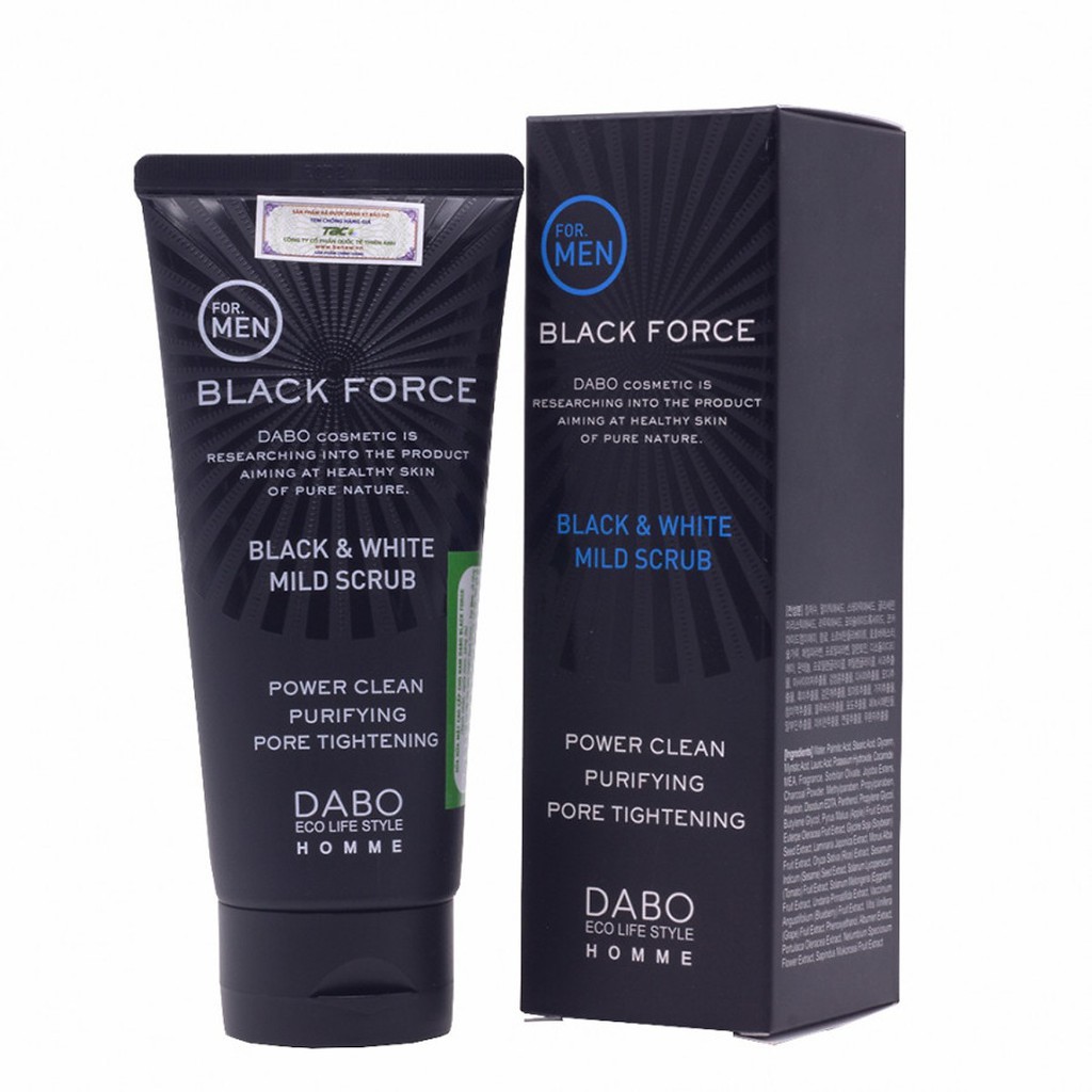 Sữa rửa mặt tinh chất than kháng khuẩn dành cho nam Dabo Black Force  - Hàn Quốc Chính Hãng