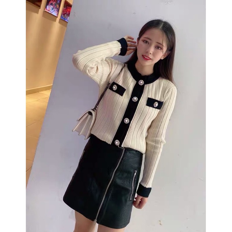 Sét áo khoác len +  chân váy