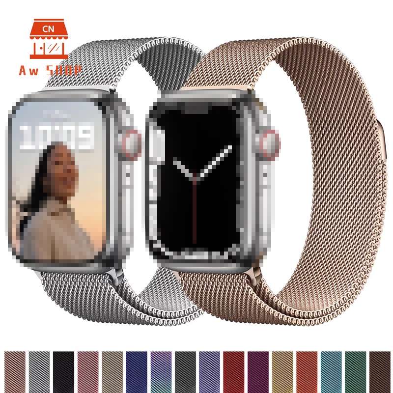 Dây Đeo Inox Milanese Có Nam Châm Cho Đồng Hồ Thông Minh Apple Watch Series 7 6 SE 5 4 3 2 1 iwatch 45MM 41MM 44MM 42MM 40MM 38MM